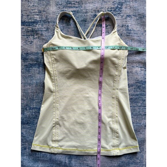 Lululemon Neon Yellow Off White Free To Be Athletic Tank Top Size 6 - Picture 5 of 9